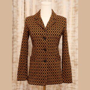 CAbi Black and Gold Patterned Blazer Jacket Size XS "Standout Jacket" Style 3372